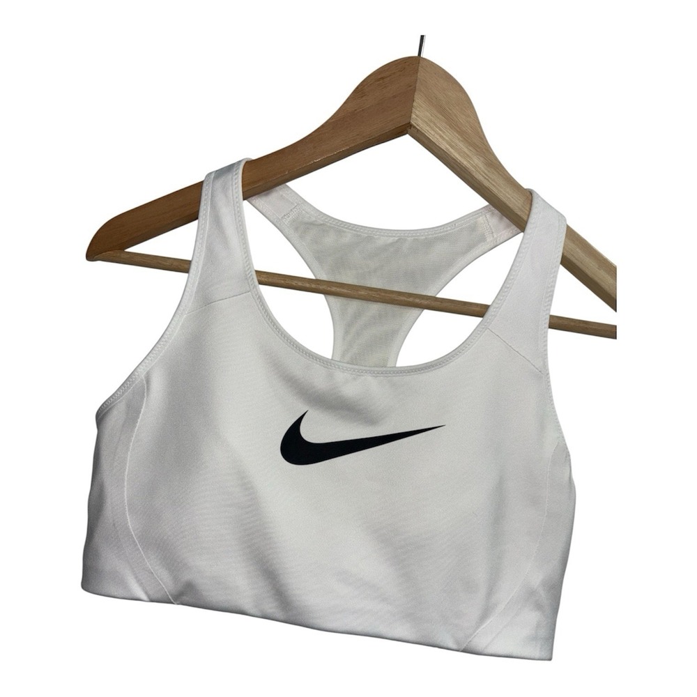 NWT Nike Dri-FIT Sz XL Swoosh Medium Support Sports Bra White Black Racerback - Picture 4 of 8
